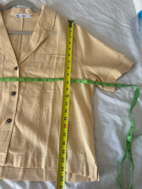 Carve Designs Luca Linen Blend Natural Fibers Camp Shirt Butter Yellow XL Boxy - Picture 6 of 6